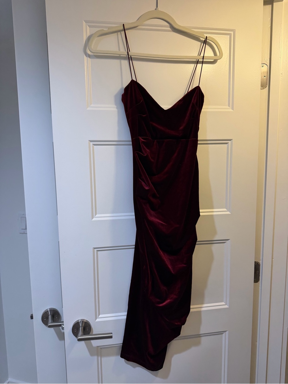 Nookie Burgundy Velvet Midi Slip Dress